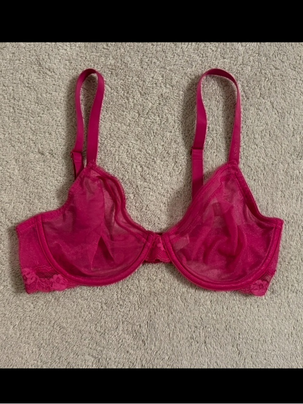 Calvin Klein Hot Pink Sheer Mesh Underwire Bra 34D
